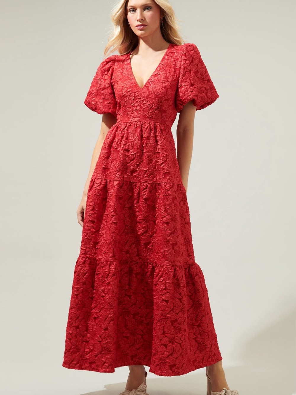 Sugarlips Arielle Jacquard Maxi Tiered Dress